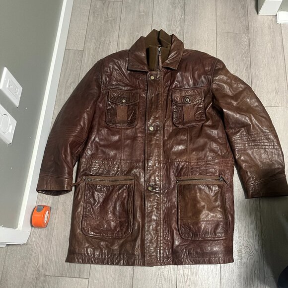 Danier Leather Dark Brown Leather Jacket Mens Size XL - Picture 1 of 13